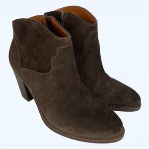 Lucky Brand Eller Bootie Women's Dark Brown Suede Side Zip Ankle Boot Size 7.5